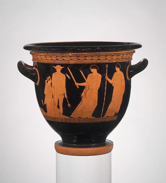 Terracotta bell-krater showing the ascension of Persephone